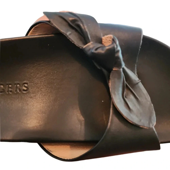 Jack Rodgers Black Bow Dorthy Leather Slide Comfort Sandals Women Sz 8.5 preppy - Picture 8 of 12